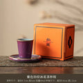 Axyaa Iced Ceramic Teacups Set - 40ML Ceramic Espresso Cups and Saucers Home Tea Set