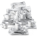 Axya Marble Grey Porcelain Tableware Dinner Set for 6