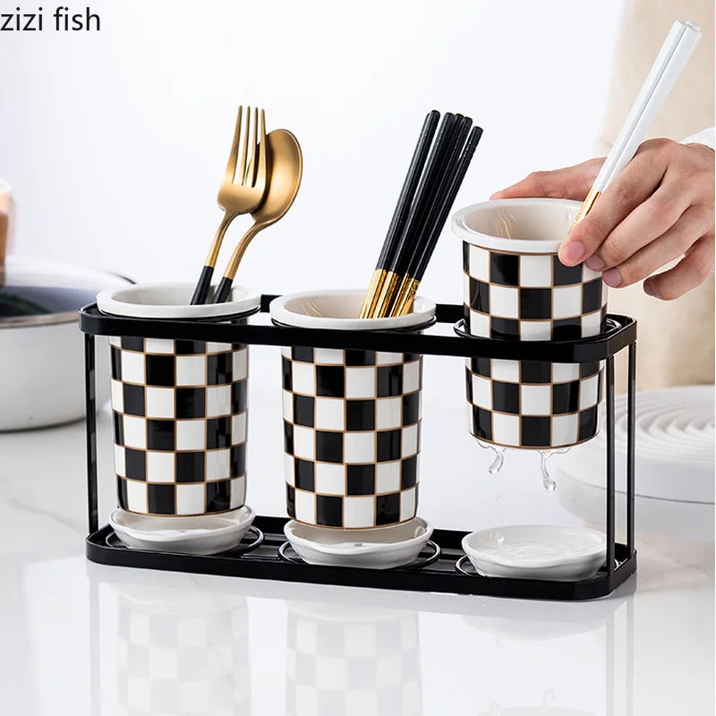 Axya Checkerboard Chopsticks Tube Storage Rack