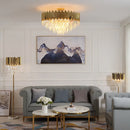 Axyaa Luxury Golden LED Crystal Ceiling Light - Modern Round Living Room Fixture