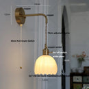 Axyaa Smoke Gray Glass LED Wall Light Fixture with Pull Chain Switch, Minimalist Design