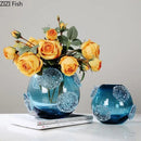 Blue Glazed Glass Vase Hydroponic Flower Pots by Axyaa - Modern Desk Decoration