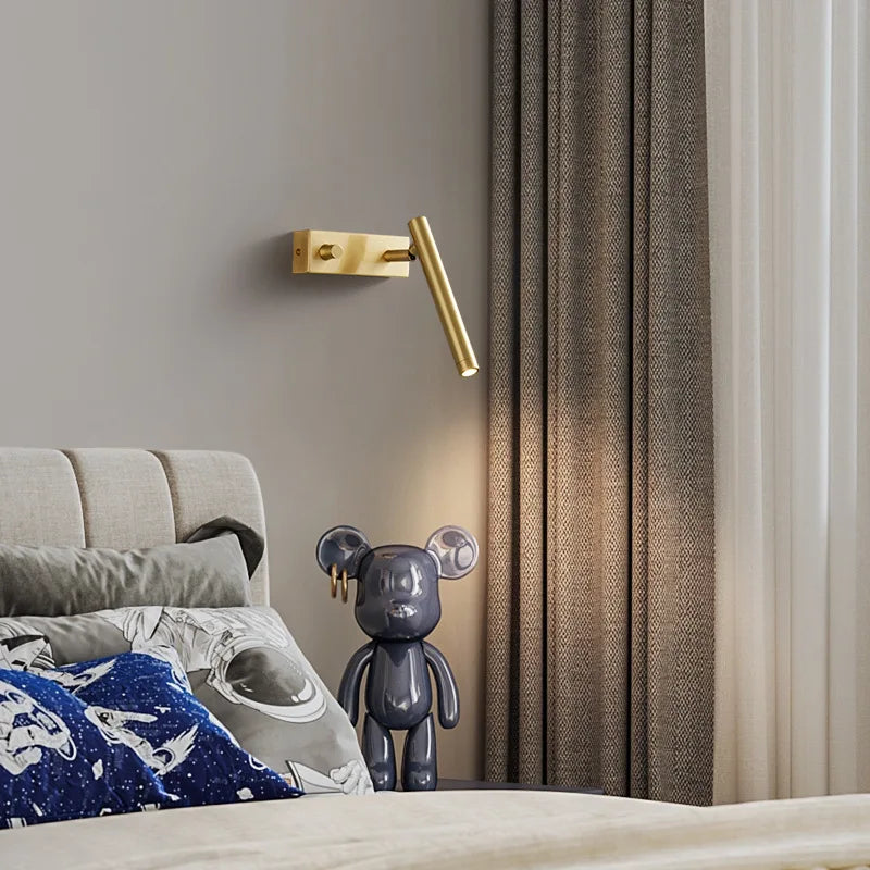 Axyaa Rotatable Copper Wall Lights for Bedroom Living Room Reading Lamp