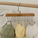 Axyaa 8-Hook Wooden Clothes Hanger for Home Storage and Organization.
