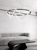 Axyaa Minimalist LED Neon Strip Ceiling Chandeliers in Black/Gold
