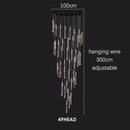 Axyaa Luxury K9 Crystal Chrome LED Chandelier for Living Room Stair Loft Kitchen Hotel