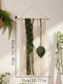 Axyaa Multicolor Leaves Macrame Tapestry with Wooden Beads Wall Hanging