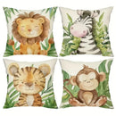 Jungle Animals Cartoon Print Pillowcase by Axyaa - Sofa, Bedroom, Car Cover