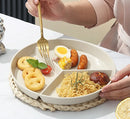 Axyaa Wheat Straw 3-Grid Meal Plate with Vegetable Plate - Breakfast, Salad, Snack Plate