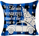Axyaa Christmas Blessing Pine Tree Linen Throw Pillow Cover deco
