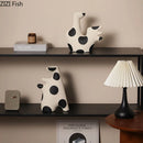 Axyaa Polka Dots Ceramic Vase: Chic Desk Decor for Flowers and Plants