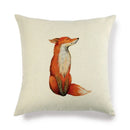 Axyaa Fox Pattern Linen Pillow Cover 45*45cm