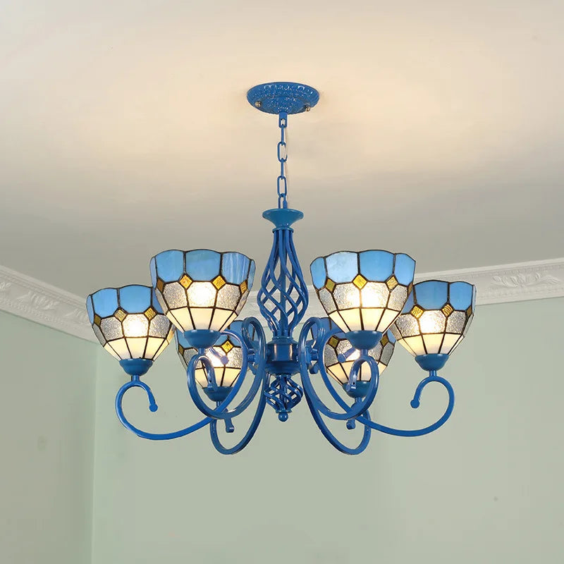 Axyaa Retro LED Chandelier Tiffany Lampshade for Home Lighting