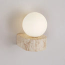 Axyaa Natural Stone LED Sconce Light with Glass Lampshade for Bedroom
