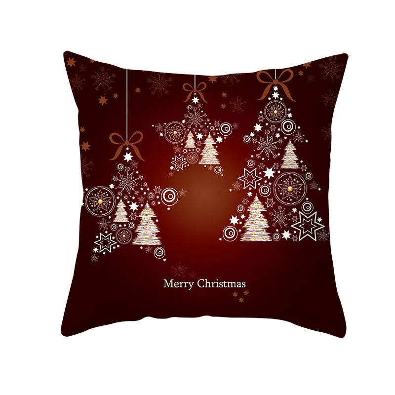 Axyaa Christmas Gift Pillowcase Red Print Cushion Cover for Home Sofa