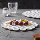 Axyaa White Ceramic Honeycomb Plate for Desserts, Snacks, Sushi & Molecular Cuisine