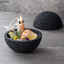 Axya Meteorite Texture Ceramic Bowl with Lid for Desserts, Sushi, and Snacks