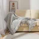 Axyaa Yellow Striped Throw Blanket with Fringe - Soft Multi Color Accent for Home & Travel