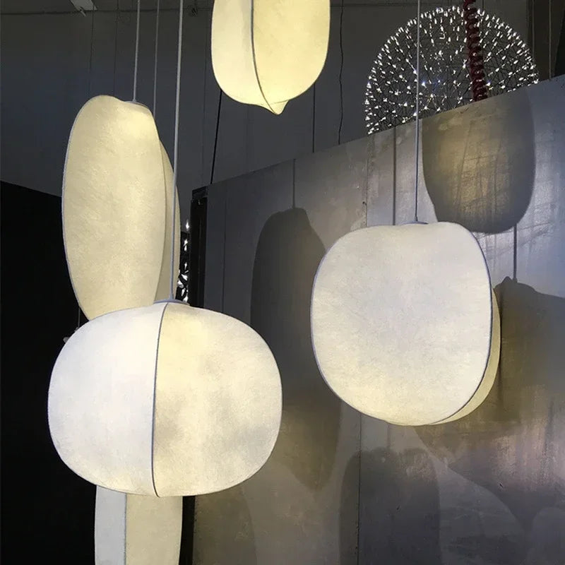 Axyaa Silk Pendant Lights: Wabi Sabi Nordic Chandeliers for Home Decoration