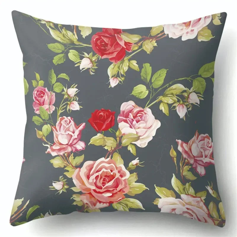 Axyaa Tree Flower Plant Landscape Print Pillow Cover 45X45CM