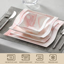 Axyaa Flora Marble Pink Porcelain Tableware Set for 6
