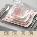 Axyaa Flora Marble Pink Porcelain Tableware Set for 6