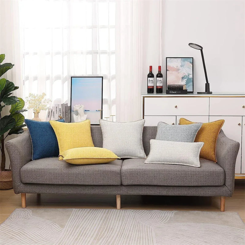 Axyaa Linen Chenille Pillow Case 50x50cm Sofa Bed Car Decorative Cushion Cover