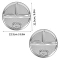 Axyaa 304 Stainless Steel Round Dinner Plate 3 Compartments Stackable Fruit Salad Plates