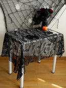 Axyaa Bat Lace Table Runner Cobweb Tablecloth Gothic Halloween Dining Decor