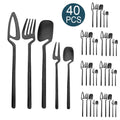 Axyaa Black Matte Stainless Steel Dinnerware Set for Elegant Dining