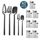 Axyaa Black Matte Stainless Steel Dinnerware Set for Elegant Dining