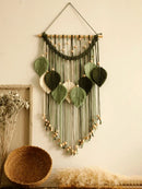Axyaa Macrame Leaf Tapestry: Boho Wall Art Hanging Decor, Handmade Home Ornament