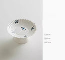 Axyaa Butterfly Orchid Tea Plate: Hand-Painted Ceramic High-Foot Fruit & Snack Tray