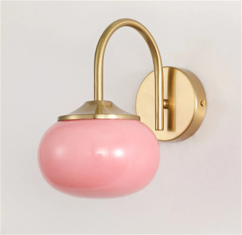 Axyaa Pink White Glass Ball Wall Lamp Cream Stylish Lighting for Living Room