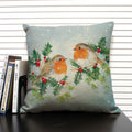 Axyaa Christmas Bird Snow Pattern 45x45cm Linen Pillow Case Home Sofa Decoration