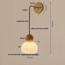 Axyaa LED Wall Sconce Walnut Wood Pull Chain Switch Art Light