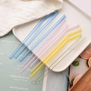 Axyaa Glass Straws Set - Reusable Eco-Friendly Smoothie Cocktail Bar Accessories