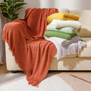 Axyaa Knitted Throw Blanket with Tassel - Summer Decor for Sofa & Bed