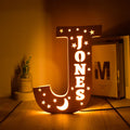 Axyaa Personalized LED Name Wall Decor Night Light with Stars for Family, Couples, Kids - Wooden Lamp