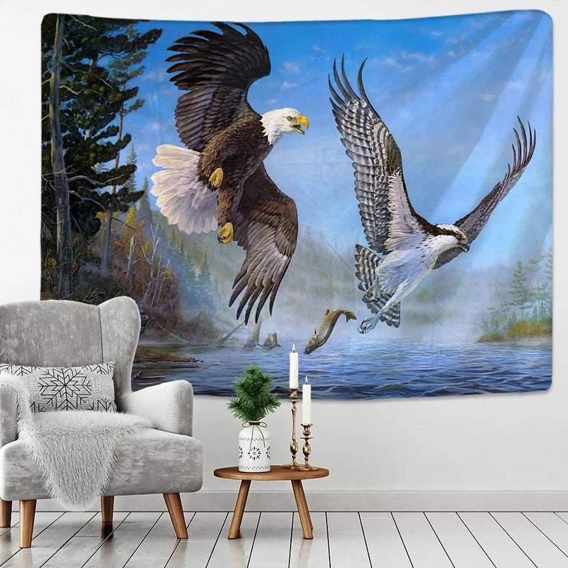 Eagle Sunset Sky Full Wall Tapestry Psychedelic Cloth Rug Home Decor Hanging - Axyaa