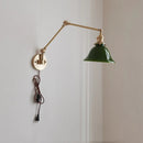 Axyaa Swing Arm Copper Wall Lamp with Green White Lampshade Nordic Modern Design