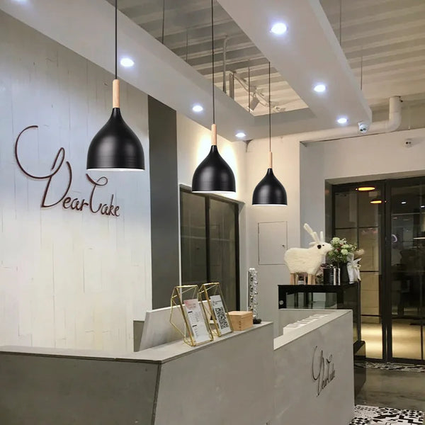 Axya Industrial Wood Pendant Light for Kitchen Dining Living Room