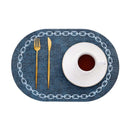 Axyaa Oval Blue Placemats Set for Dining and Kitchen Decor - Non-Slip Table Mats