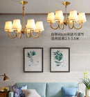 Axyaa American Copper Chandelier with White Fabric Shades for Home Decor