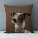 Axyaa Greyhound Printed Linen Cushion Cover - 45x45cm Square Sofa Bed Pillow