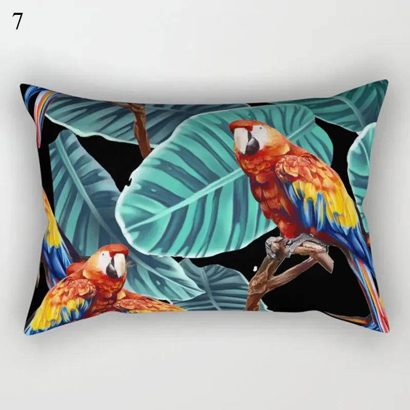 Tropical Green Plant Decor Throw Pillow Cover by Axyaa for Modern Bohemian Style