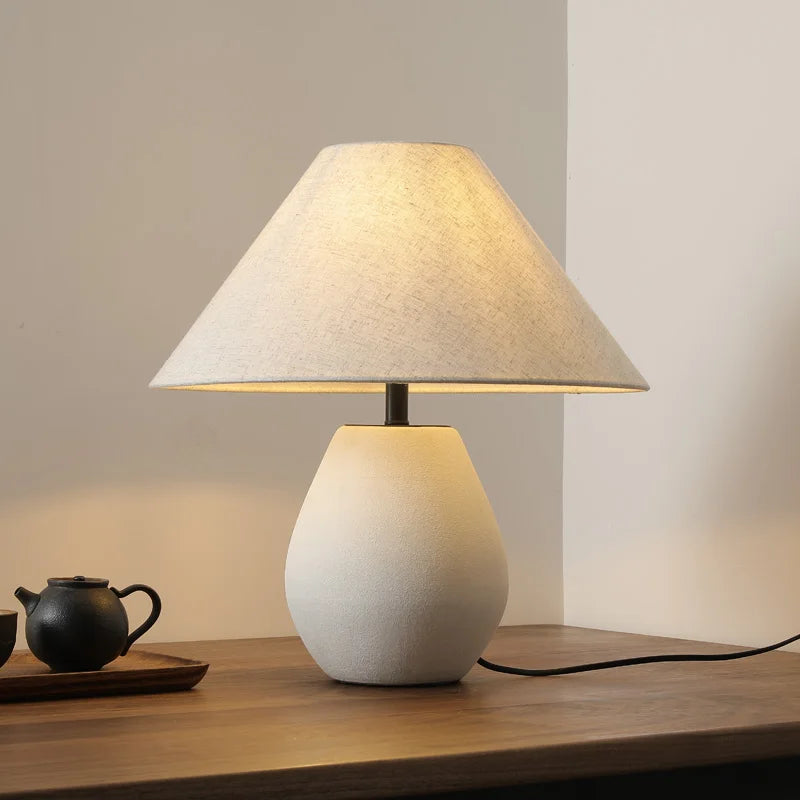 Axyaa Retro Japanese Style Pottery Table Lamp for Zen Living Room Decor