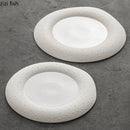 Axyaa White Pearl Dot Ceramic Steak Pasta Dessert Snack Plate Molecular Cuisine Tableware