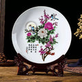 Axyaa Ceramic Plate Ornament Set with Modern Base for Home Decor and Flower Arrangement