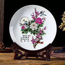 Axyaa Ceramic Plate Ornament Set with Modern Base for Home Decor and Flower Arrangement